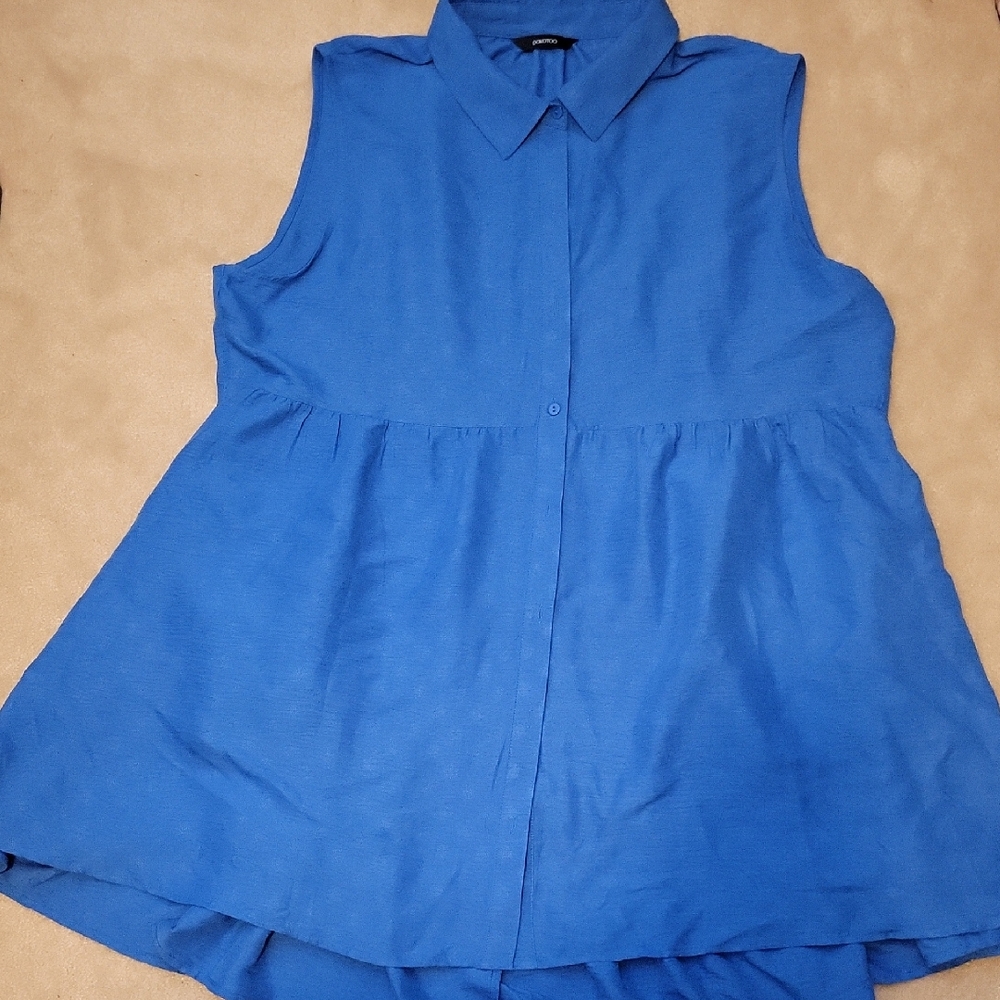 🤑⬇️Sleeveless Blue Hi-low Women's Top 2XL